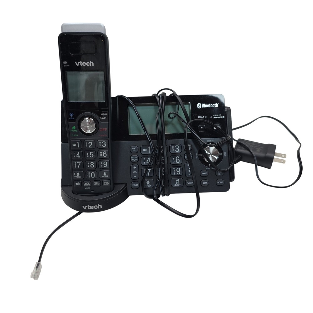 VTech IS8128-51 Cordless Phone Bluetooth Answering System Black Handset Base